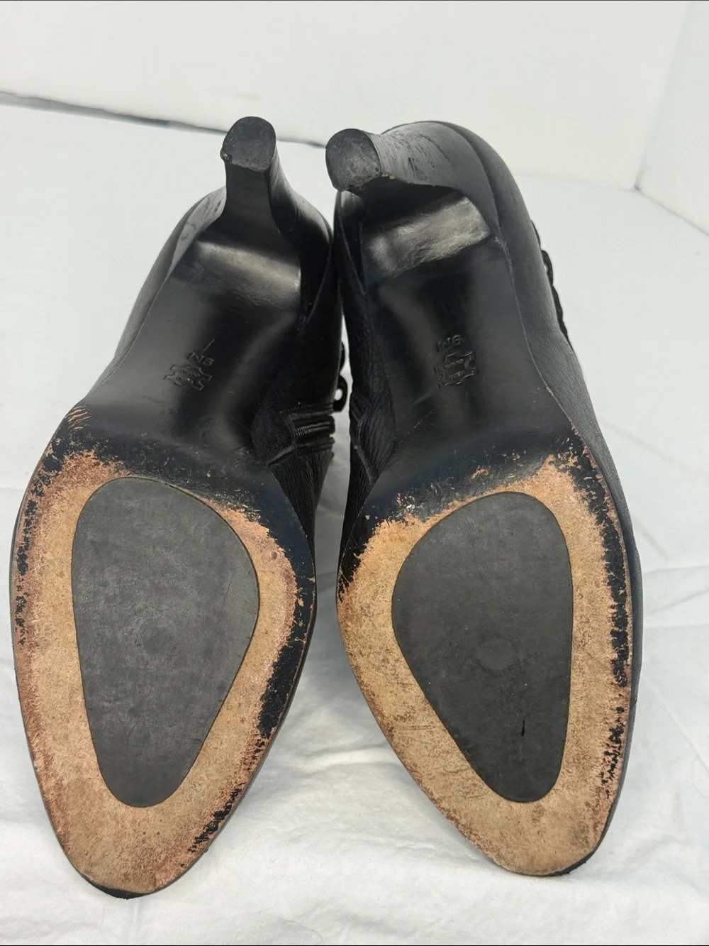 Black Leather Ankle Boots with Grommet Detail